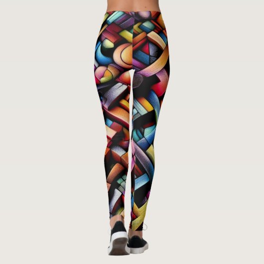 Pasteltekening Abstracte Dimensionale Geometrisch Leggings (Achterkant)