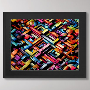 Pasteltekening Abstracte Dimensionale Geometrisch Poster