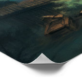 Pasteltekening Aziatische Pagode en Brug Poster (Hoek)