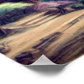 Pasteltekening Aziatische Pagode en landschap Poster (Hoek)