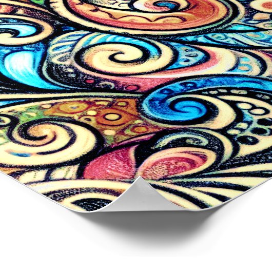 Pasteltekening Boheems ingewikkeld ontwerp Poster (Hoek)