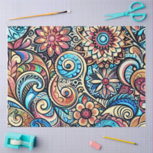 Pasteltekening Boheemse Ingewikkelde Ontwerp Tissuepapier