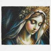 Pasteltekening Gezegende Maagd Moeder Fleece Deken (Voorkant (Horizontaal))