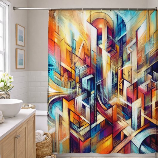 Pasteltekening Ingewikkelde Abstracte Ontwerp Douchegordijn