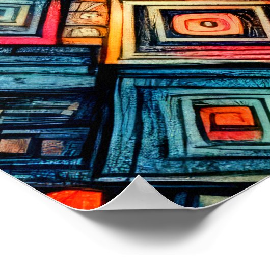 Pasteltekening Kleurrijk Abstract Ontwerp Poster (Hoek)