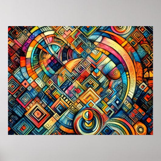 Pasteltekening Kleurrijk Abstract Ontwerp Poster (Voorkant)