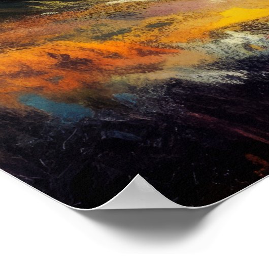 Pasteltekening Kleurrijke Nighttime Landscape Maan Poster (Hoek)