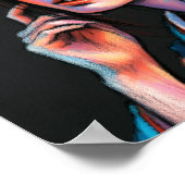 Pasteltekening Mooie Aziatische Vrouw Kimono Poster (Hoek)