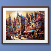 pasteltekening oude europese stad poster