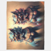 Pasteltekening Shi Fu Hond Foo Hondenbescherming Fleece Deken (Voorkant)