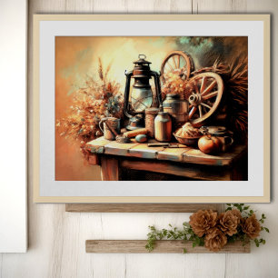 pasteltekening stilleven boerderij poster