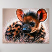 Pasteltekening van babyhyena poster (Voorkant)