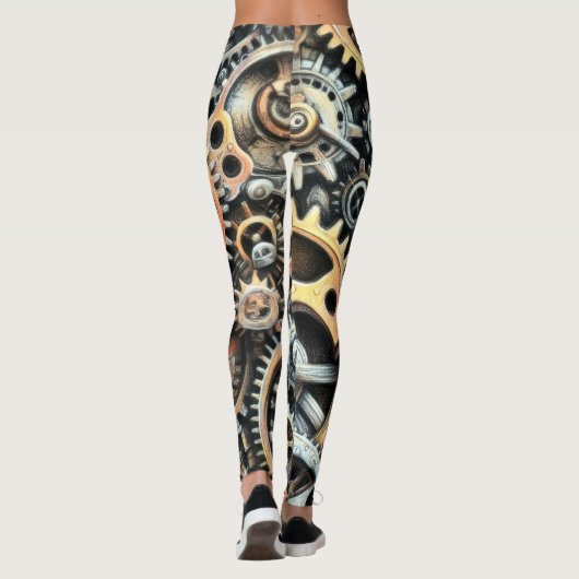 Pasteltekening van Cogs Gears Steampunk Leggings (Achterkant)