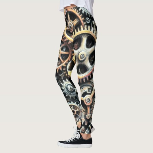 Pasteltekening van Cogs Gears Steampunk Leggings (Links)