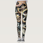 Pasteltekening van Cogs Gears Steampunk Leggings (Voorkant)