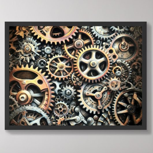 Pasteltekening van Cogs Gears Steampunk Poster