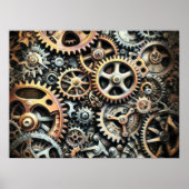 Pasteltekening van Cogs Gears Steampunk Poster (Voorkant)