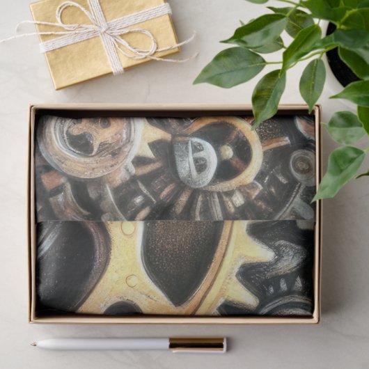 Pasteltekening van Cogs Gears Steampunk Tissuepapier (Geschenk)