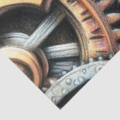 Pasteltekening van Cogs Gears Steampunk Tissuepapier (Detail)