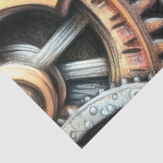 Pasteltekening van Cogs Gears Steampunk Tissuepapier (Detail)