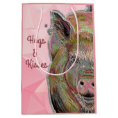 Pasteltekening van Cute Piggy Hogs en Kisses Medium Cadeauzakje (Voorkant)