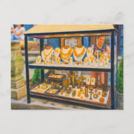 Pasteltekening van Danzig barnsteenstraat met wink Feestdagenkaart