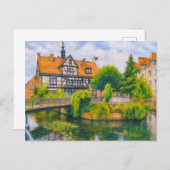 Pasteltekening van de oude molen van Danzig op Rad Feestdagenkaart (Voorkant / Achterkant)