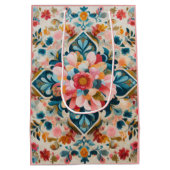 Pasteltekening van een bloemenpatroonblok medium cadeauzakje (Achterkant)