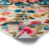 Pasteltekening van een bloemenpatroonblok poster (Hoek)