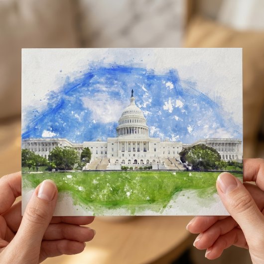 Pasteltekening van het Capitool in de Verenigde St Briefkaart