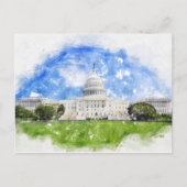 Pasteltekening van het Capitool in de Verenigde St Briefkaart (Voorkant)