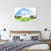 Pasteltekening van het Capitool in de Verenigde St Canvas Afdruk (Insitu (Slaapkamer))