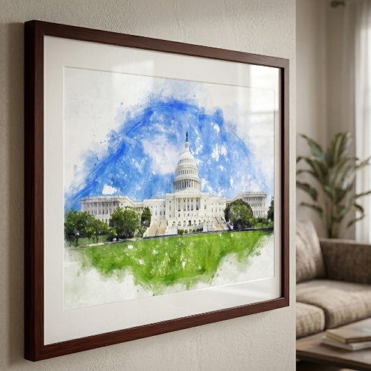 Pasteltekening van het Capitool in de Verenigde St Foto Afdruk