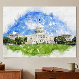 Pasteltekening van het Capitool in de Verenigde St Poster