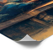 Pasteltekening van het oude Chinese dorp Poster (Hoek)