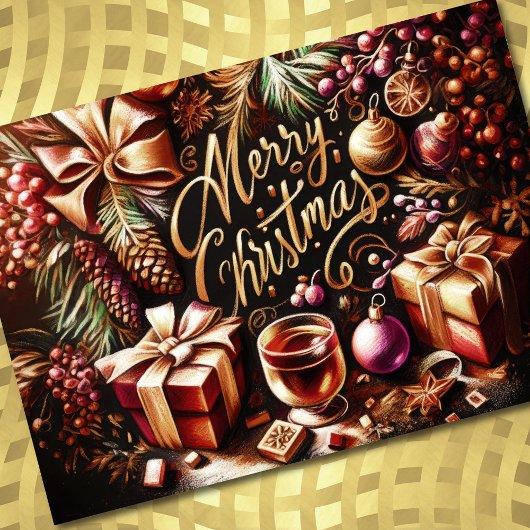 Pasteltekening van Kerstmis Muisvaal Kaart