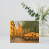 Pasteltekening van restaurants in de oude stad Dan Feestdagenkaart (Staand voorkant)