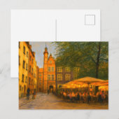 Pasteltekening van restaurants in de oude stad Dan Feestdagenkaart (Voorkant / Achterkant)