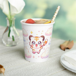 pasteltijger Baby shower papier Papieren Bekers