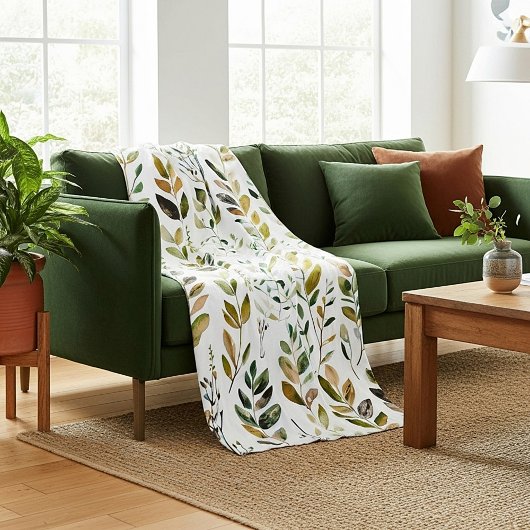 Pasteltinten aardetonen bladeren fleece deken