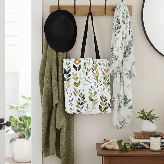 Pasteltinten aardetonen bladeren tote bag