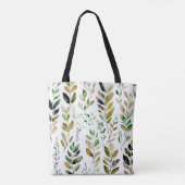 Pasteltinten aardetonen bladeren tote bag (Achterkant)