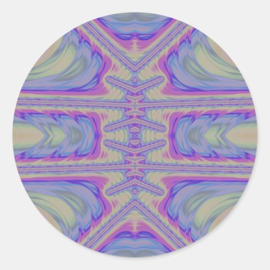 ~  pasteltinten fractal ~ ronde sticker (Voorkant)