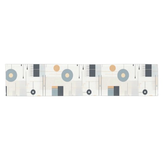 Pasteltinten midden van de eeuw geometrisch patroo korte tafelloper (Horizontaal)