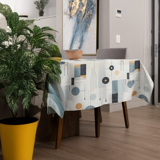 Pasteltinten midden van de eeuw geometrisch patroo tafelkleed