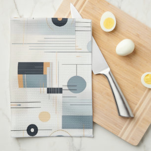 Pasteltinten midden van de eeuw geometrisch patroo theedoek