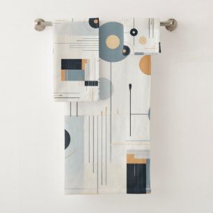 Pasteltinten retro geometrisch patroon bad handdoek