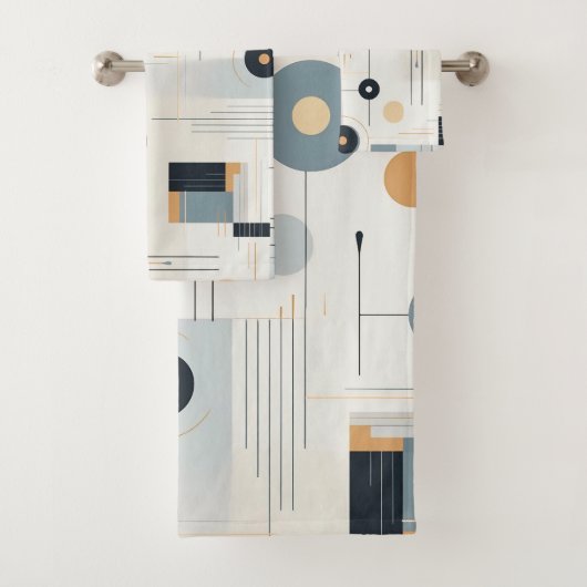 Pasteltinten retro geometrisch patroon bad handdoek (Insitu)