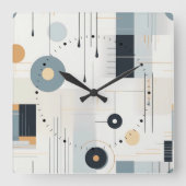 Pasteltinten retro geometrisch patroon vierkante klok (Voorkant)