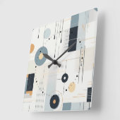 Pasteltinten retro geometrisch patroon vierkante klok (Hoek)